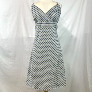 CROSSING POINTE Vintage Blue Cream Striped Babydoll Sun Dress Plus Size 18 Beach